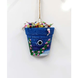 Sü-Me Saksı Figürlü Çiçek Desenli Dekoratif Duvar Süsü Nazarlık 12 x 15 cm
