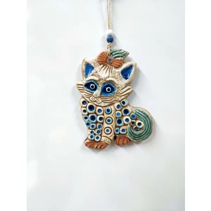Sü-Me Seramik Mini Kedi Dekoratif Duvar Süsü 16 x 11 cm