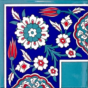 Çini 20x20 cm KSK 24 Göbek Desen Göbekli Çini Bordür Köşe