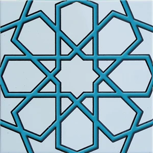 Çini 20x20 Cm SP 89-v Turkuaz Beyaz Türkmen Yıldızı Çini Karo