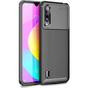 Case 4U Xiaomi Mi 9 Lite Kılıf Rugged Armor Karbon Desenli Lüx Negro Silikon Arka Kapak Siyah