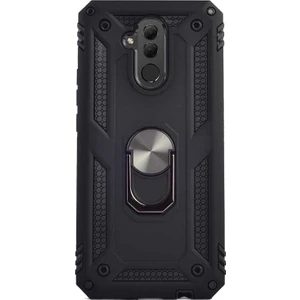 Case 4U Huawei Mate 20 Lite Kılıf Çift Katmanlı Yüzüklü Manyetik Vega Kapak Siyah