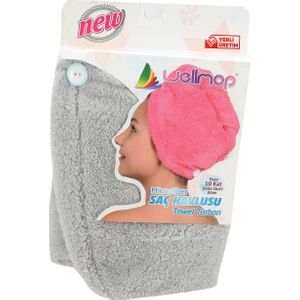 Mikrofiber Düğmeli Saç Havlusu Gri