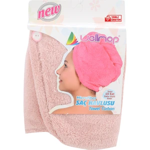Mikrofiber Düğmeli Saç Havlusu Pudra