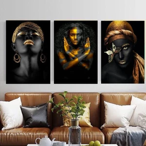 Deko Kanvas Afrikalı Kadın 3'lü Kanvas Tablo  35 x 50 cm