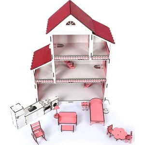 Candy Oyuncak Mobilyalı Ahşap Çocuk Oyun Evi - 60 cm