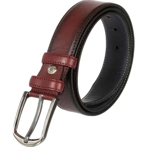 Bordo Suni Deri Dikişli Model 3.5 Cm.lik Klasik Kemer - 8017