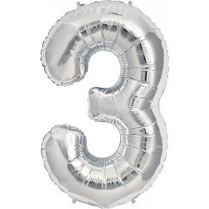PartiPan Folyo Balon 3 Rakam Gümüş 110 cm