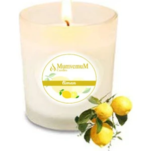 Limon Kokulu Bardak Mum  Buzlu Cam Bardak