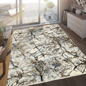 Halı Klasik 2212 Mavi-Bej 80x150 cm Spor Saçaklı Halı