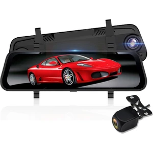 NT910-32GB Hafıza Kartlı 10 İnç Dokunmatik 2.5D Curved IPS Ekran Sürgülü İnce Dizayn Stream Media Dikiz Aynalı Çift Yön Araç Kamerası