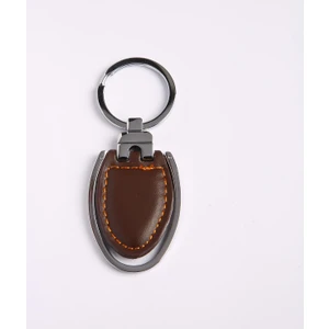 new life promosyon nl Kayverengi Deri Çelik Anahtarlık