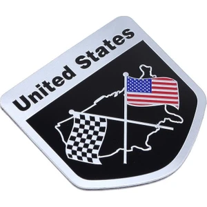 United States Çift Bayraklı Metal Etiket Arma