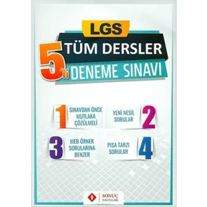 Sonuç Yayınları LGS Tüm Dersler 5 Li Deneme Sınavı