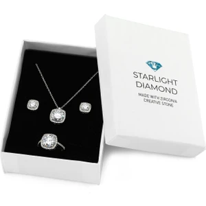 Starlight Diamond Kolye Küpe Yüzük 3'lü Gümüş Set - Starlight Diamond