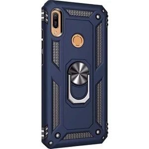 Huawei Honor 8a Kılıf Vega Standlı Yüzüklü Mıknatıslı + Nano Ekran Koruyucu + Kalem Lacivert