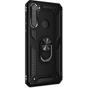 Xiaomi Redmi Note 8 Kılıf Çift Katman Zırh Koruma Yüzüklü Vega Siyah
