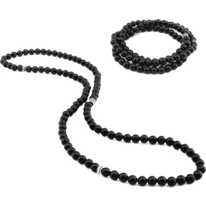 DAVİD BLACK Hem Bileklik - Hem Küre Kesim 99Lu Siyah Oniks Doğaltaş Tesbih