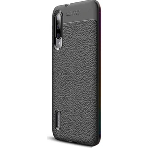 Case Street Xiaomi Mi 9 Lite Kılıf Niss Silikon Deri Görünümlü + Nano Ekran Koruyucu Siyah