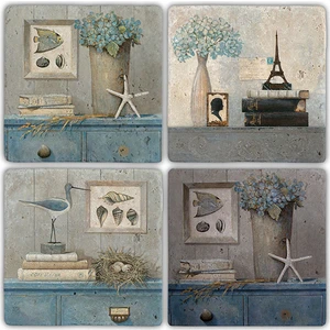 Oscar Stone Decor Doğaltaş Bardak Altlığı 4'lü Set 10 x 10 cm