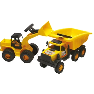 Güçlü Toys Güçlü Ikili Inşaat Seti Kutulu Kamyon ve Kepçe Dozer Oyun Seti