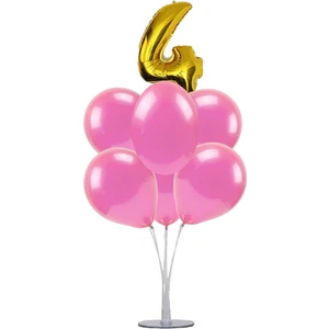 7 'li Balon Stand Demeti 4 Gold ve Pembe Balon