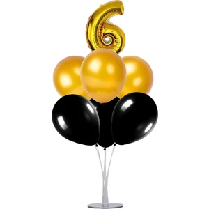 7 'li Balon Stand Demeti 6 Yaş Gold Siyah Balon
