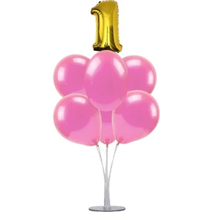 7 'li Balon Stand Demeti Altın Pembe Balon