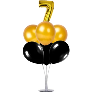 7 'li Balon Stand Demeti 7 Yaş Gold Siyah Balon