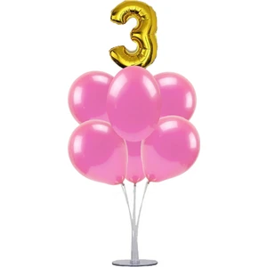 7 'li Balon Stand Demeti 3 Altın Pembe Balon