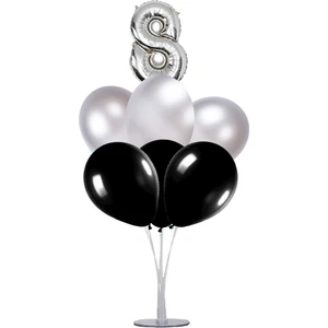 7 'li Balon Stand Demeti 8 Yaş Gümüş Siyah Balon