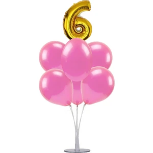7 'li Balon Stand Demeti 6 Altın Pembe Balon