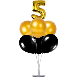 7 'li Balon Stand Demeti 5 Yaş Gold Siyah Balon