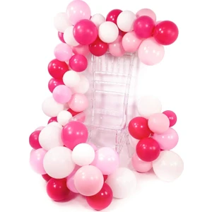 Fuşya Pembe Beyaz Balon Zinciri 5 Metre