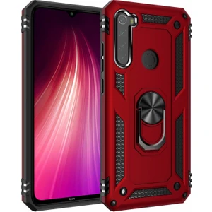 Xiaomi Redmi Note 8 Kılıf Yüzüklü Standlı Lüx Silikon - Kırmızı