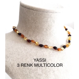 ipek kehribar Unisex Sertifikalı Baltık Kehribar Bebek Kolyesi Yuvarlak 3 Renk Kehribar Kolye