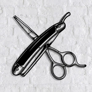 Berber Salonu Model-B Metal Duvar Tablosu