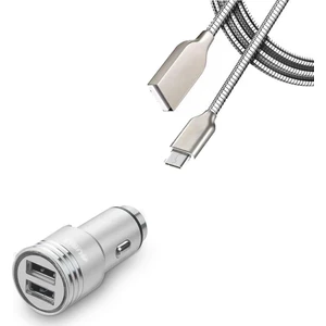 Type C Uyumlu Metal Hızlı Araç Şarj Cihazı Metal Kablo Çift Giriş USB 3.1