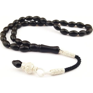 Trabzon Kazaz Örme Püsküllü Arpa Kesim Oltu 1000 Ayar Gümüş Tesbih