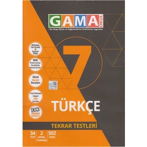 Gama Yayınları 7. Sınıf Türkçe Tekrar Testleri