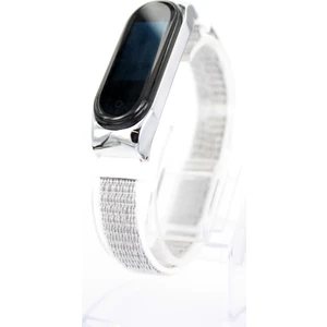 Case 4U Xiaomi Mi Band 4 - Mi Band 3 Metal Çerçeveli Cırtlı Hasır Desenli Renkli Kordon Gri