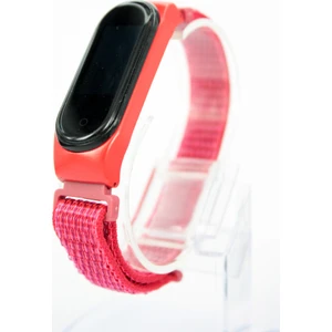 Case 4U Xiaomi Mi Band 4 - Mi Band 3 Silikon Çerçeveli Cırtlı Hasır Desenli Renkli Kordon Kırmızı