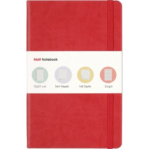 Matt Notebook Lastikli Defter Çizgili 13 x 21 cm Kırmızı