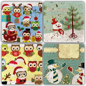 Oscar Stone Decor Bardak Altlığı Yılbaşı 4'lü Set