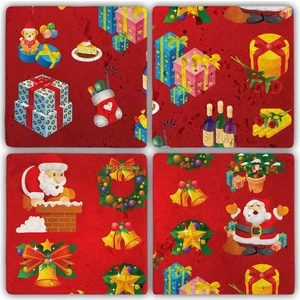 Oscar Stone Decor Bardak Altlığı Yılbaşı 4'lü Set