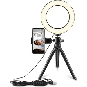 Masaüstü Youtuber 360° LED Mini Tripod Makyaj Selfie Işığı 6" Halka