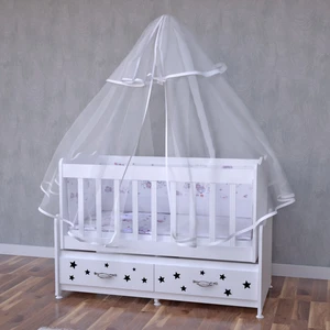 Garaj Home Elegant Siyah Yıldızlı Beşik + Yatak + Uyku Seti Kombini