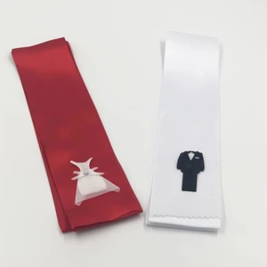 Gelin Damat Takı Kurdelesi Kırmızı Beyaz Saten Kurdele