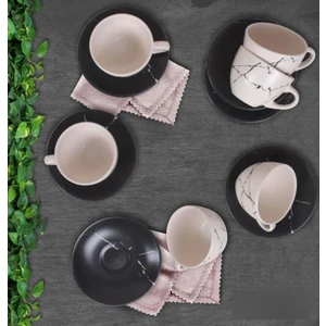 12 Parça Nescafe Seti Siyah Mat Transparan Beyaz