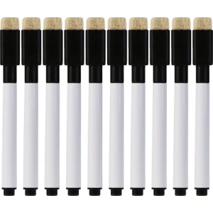 Beyaz Tahta Kalemi Mini (Silgili+Mıknatıslı) 10'lu Set Siyah